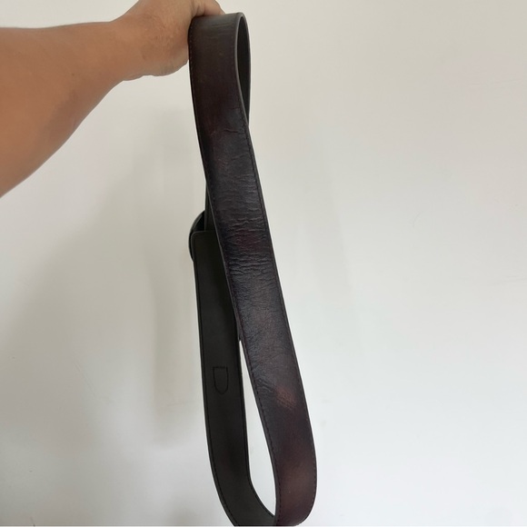 Genuine Brown Leather Belt w Western Silver Embellished Buckle Italy Made L 36 - Picture 6 of 7